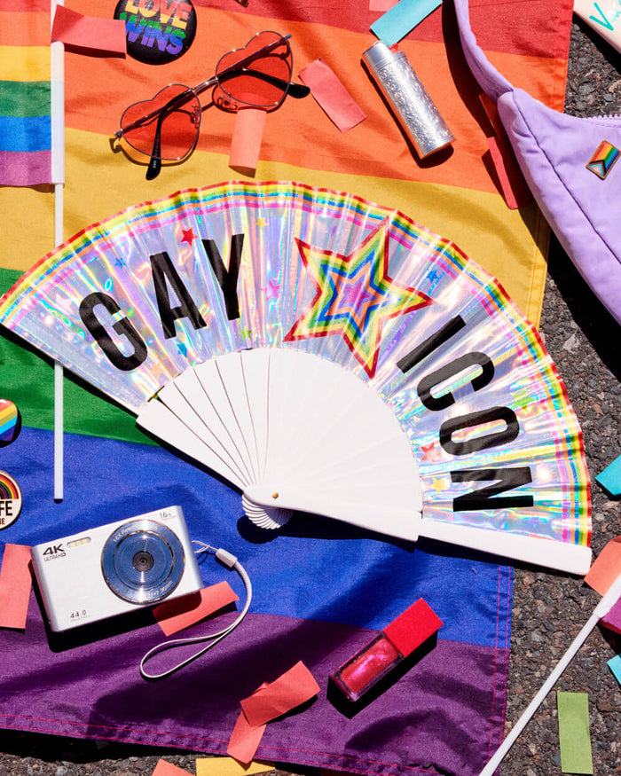 Pride Gay Icon Fan - iridescent folding fan