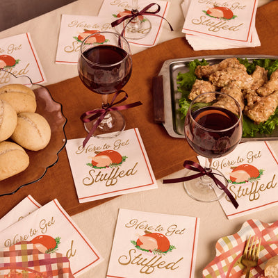 Here to Get Stuffed Napkins - gold foil cocktail napkins