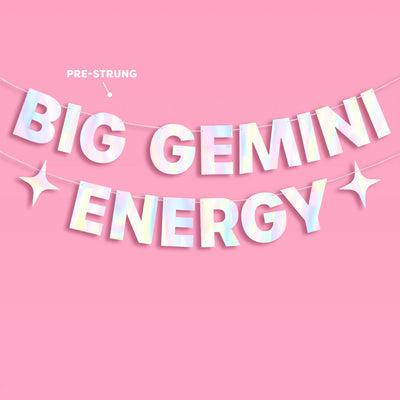 Big Gemini Energy Banner - iridescent foil banner