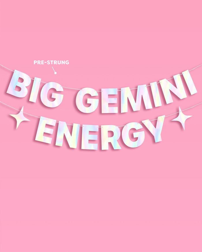 Big Gemini Energy Banner - iridescent foil banner