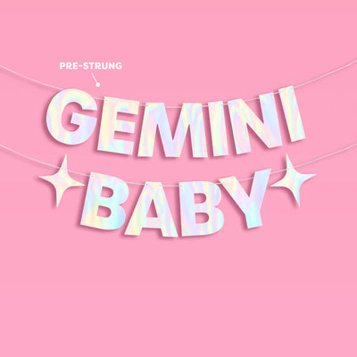 Gemini Baby Banner - iridescent foil banner
