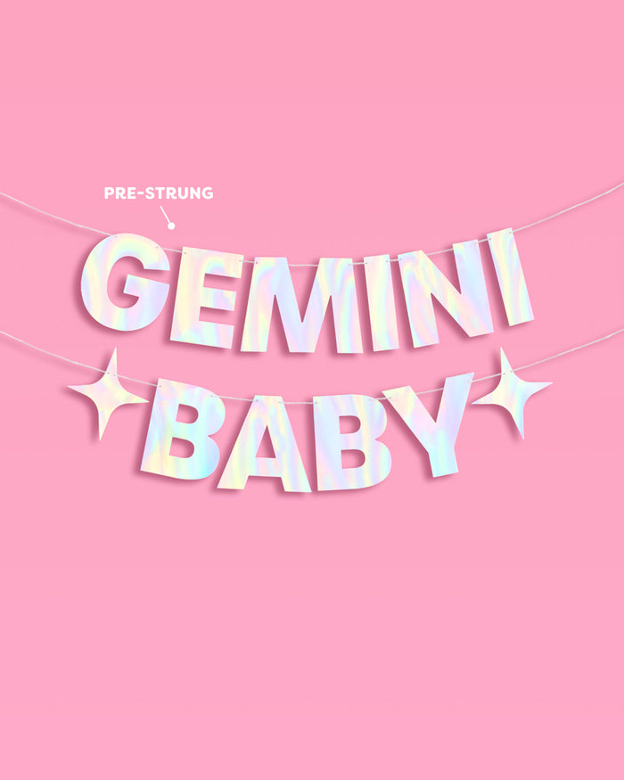 Gemini Baby Banner - iridescent foil banner
