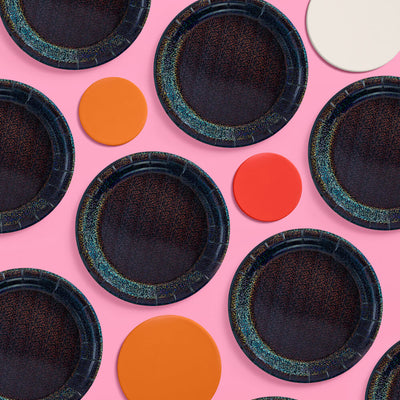 Black Shimmer Plates - 25 paper plates