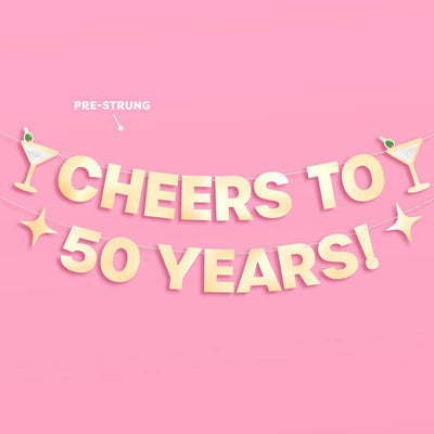 Cheers to 50 Years Banner - 3D paper banner