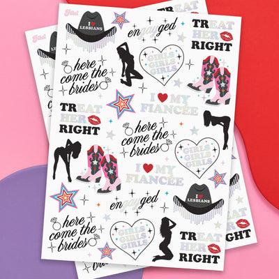 Bride Pride Tats - 52 foil temporary tattoos