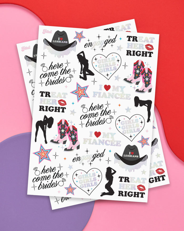 Bride Pride Tats - 52 foil temporary tattoos