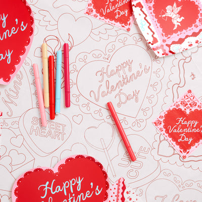 Be Mine Coloring Tablecloth - paper tablecloth