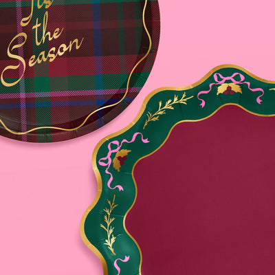 Tis the Season Plate Set - 32 paper plates, 2 sizes
