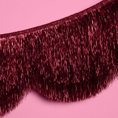 Burgundy Scallop Fringe Banner - 6 ft red fringe garland