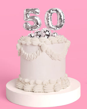 50 Disco Topper - 6 pc mirrored cake toppers