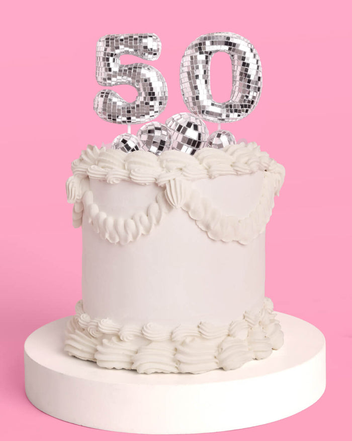 50 Disco Topper - 6 pc mirrored cake toppers