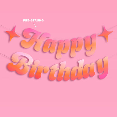 Happy Birthday Banner - pink + orange birthday banner