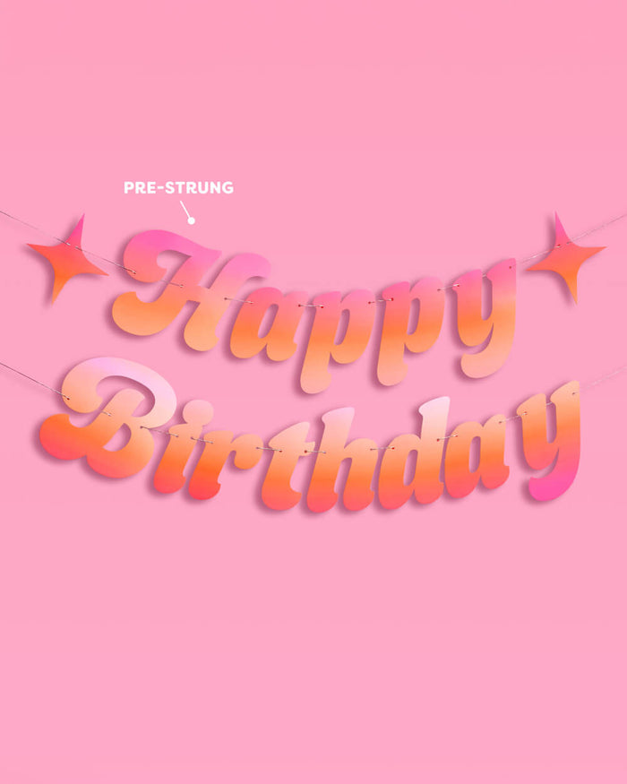 Happy Birthday Banner - pink + orange birthday banner