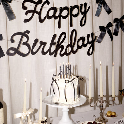Little Black Bow Banner - black glitter banner