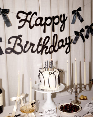 Little Black Bow Banner - black glitter banner