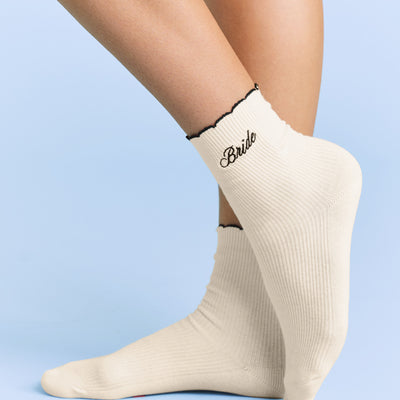 Classic Bride Socks - cream embroidered socks