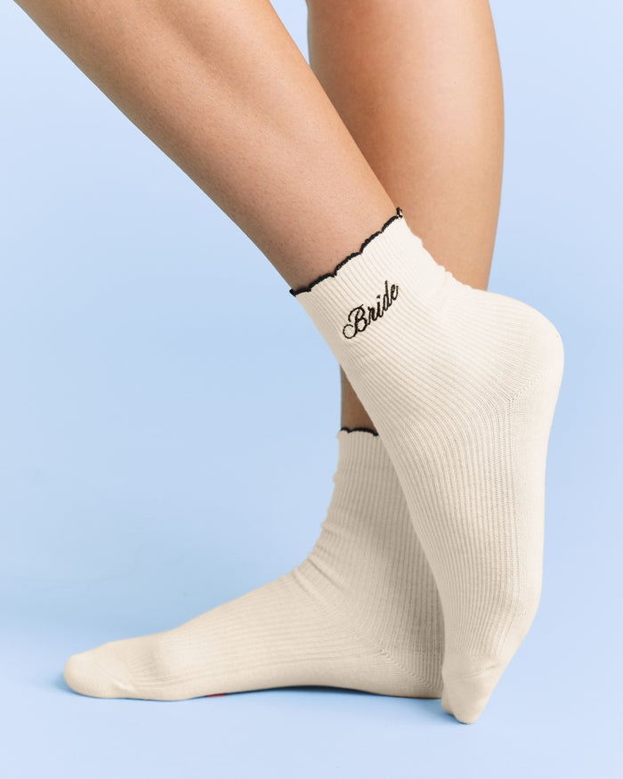 Classic Bride Socks - cream embroidered socks