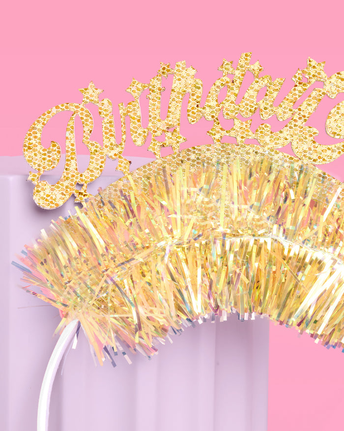 Golden Girl Bday Headband - fringe headband