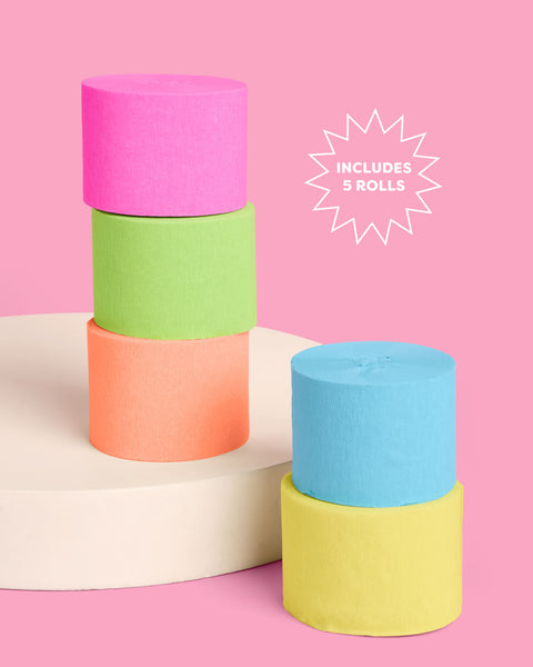 Pool Party Streamers - 5 crepe paper rolls | xo, Fetti