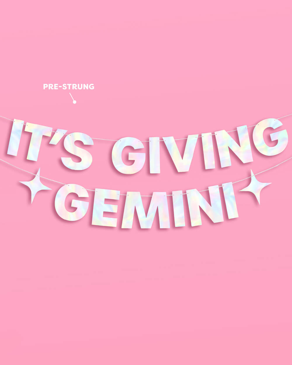It's Giving Gemini Banner - iridescent foil banner