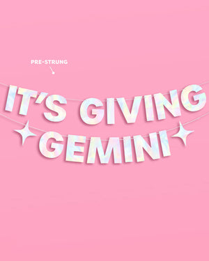 It's Giving Gemini Banner - iridescent foil banner