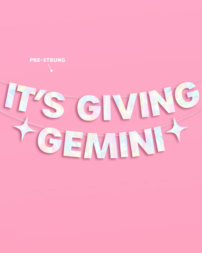 It's Giving Gemini Banner - iridescent foil banner