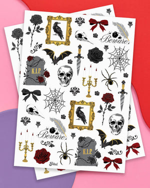 Romantic Horror Tats - 60 temporary tattoos