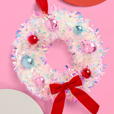 A White Christmas Wreath - white iridescent mini wreath