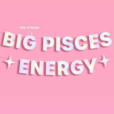 Big Pisces Energy Banner - iridescent foil banner
