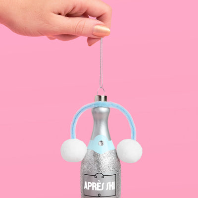 Après Ski Ornament - silver glitter ornament