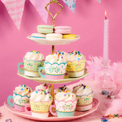Tea Party Cupcake Wrappers - 24 pc tea cup set