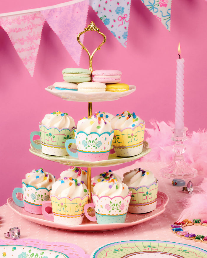 Tea Party Cupcake Wrappers - 24 pc tea cup set