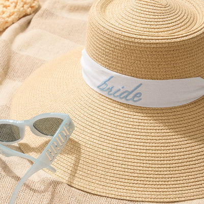 Bride Sun Hat - embroidered straw hat