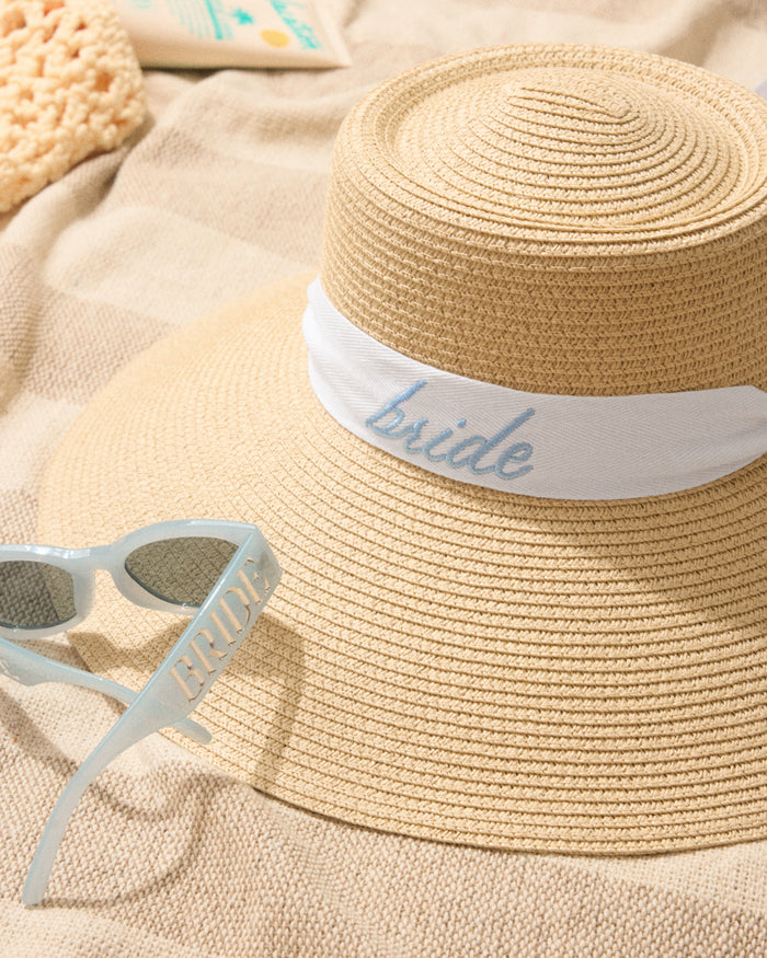 Bride Sun Hat - embroidered straw hat