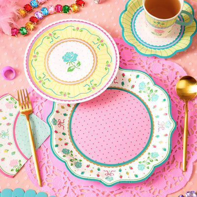 Tea Party Plates - 32 pastel floral plates