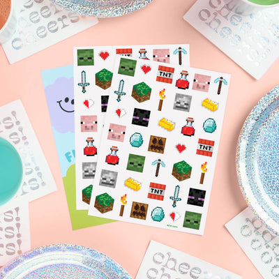 Pixel Mining Gamer Tats - 74 temporary tattoos