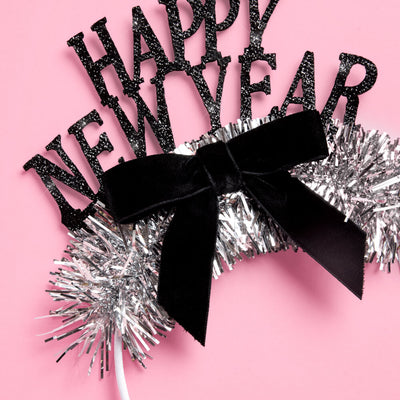 Happy New Year Bow Headband - glitter headband