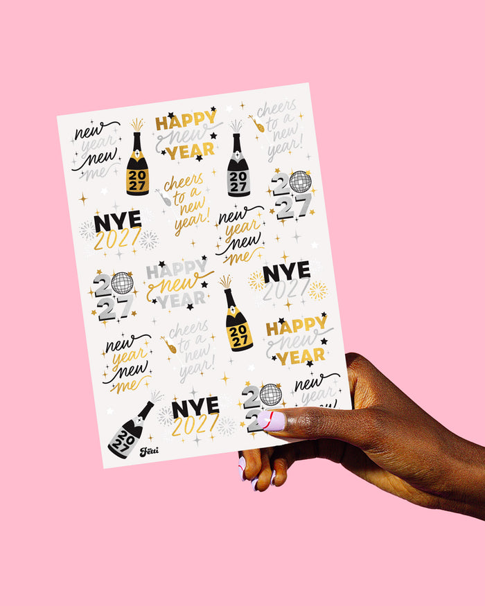 Metallic NYE Tats - 40 foil temporary tattoos