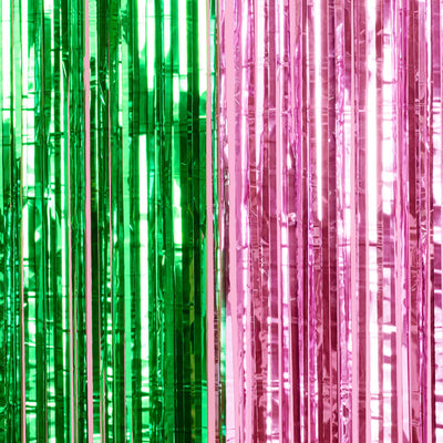 Pink + Green Curtain - pink + green foil curtain