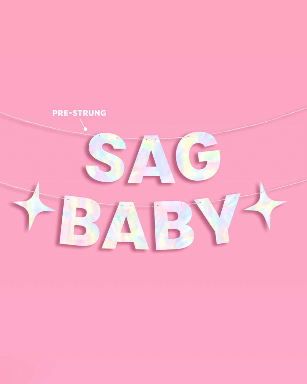 Sag Baby Banner - iridescent foil banner