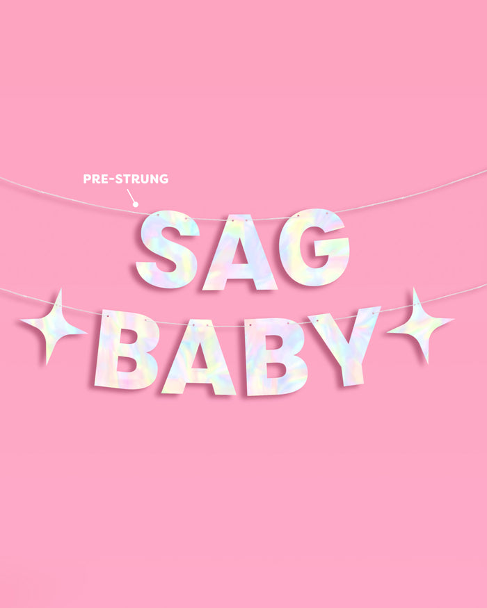 Sag Baby Banner - iridescent foil banner
