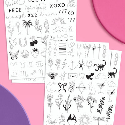 Realistic Fine Line Tattoos - 4 tattoo sheets