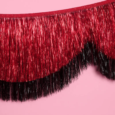 Scallop Fringe Banner - black + red foil banner