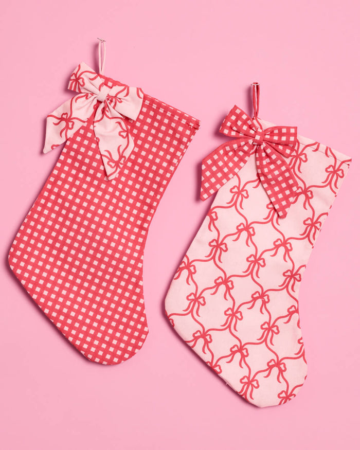 Girly Bow Stockings - 2 Canvas Stockings