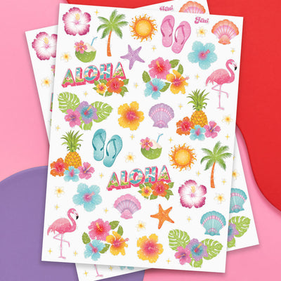 Tropical Glitter Tattoos - 2 temporary tattoo sheets