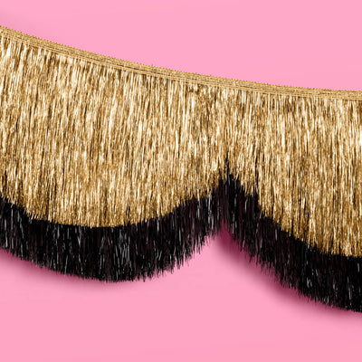 Gold + Black Scallop Fringe Banner - 6 ft fringe garland