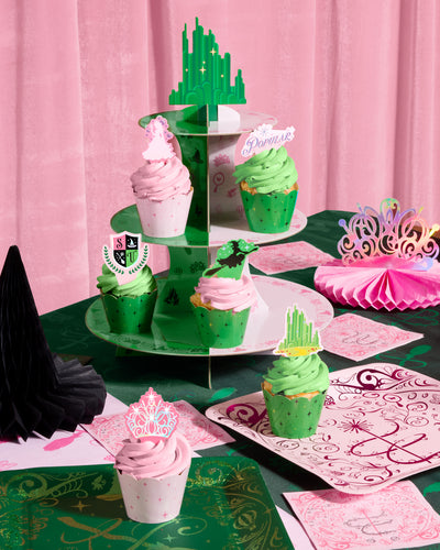 Emerald City Cupcake Tower - 3 tiered display
