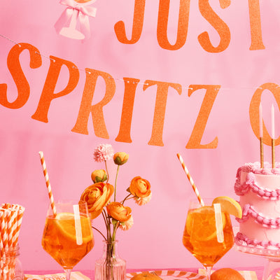 Just A Spritz Older Banner - orange glitter banner