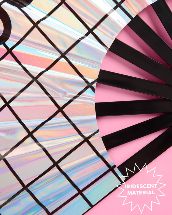 Disco Occasionally Fan - iridescent feather hand fan