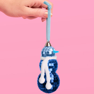Disco Snowman Ornament - blue disco ornament